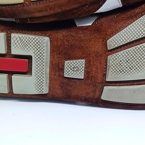 Prada Suede Oxford Sneakers, Brown/Khaki Size 9 - Picture 10 of 12